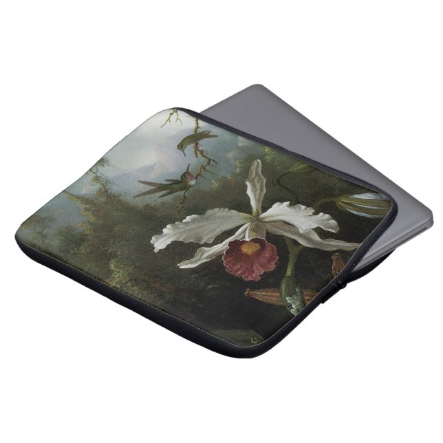 Kolibrier och Vit Orchidéa av Martin J. Heade Laptop Fodral (Framsida topp)