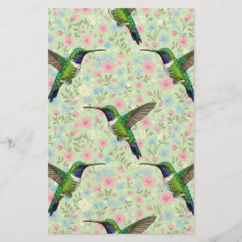 Kolibrier på en blommig bakgrund brevpapper