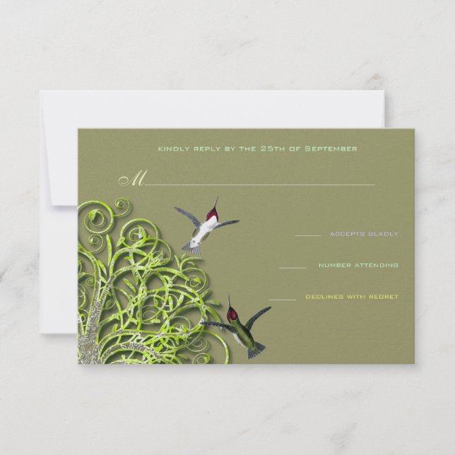 Kolibris Lime Träd Bröllopsinbjudan Inbjudningar (Framsida)