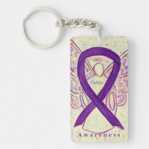 Kolitis Angel Lila Awareness Ribbon Keychain