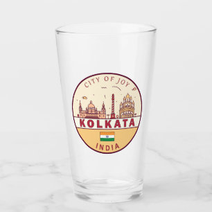 Kolkata India City Skyline Emblem Glaskopp