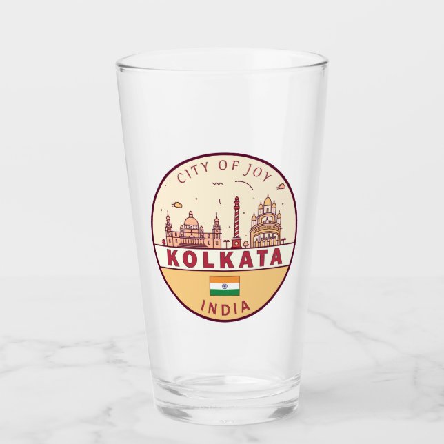 Kolkata India City Skyline Emblem Glaskopp (Framsida)