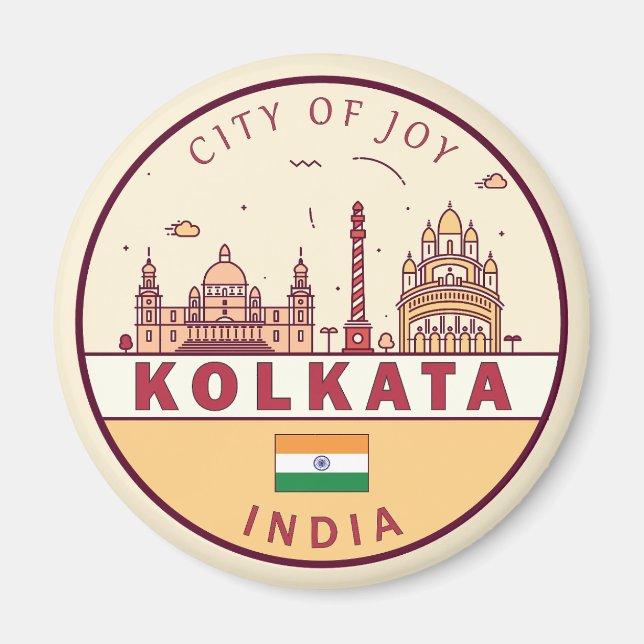Kolkata India City Skyline Emblem Magnet (Framsidan)