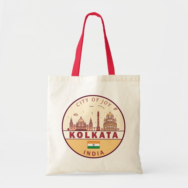 Kolkata India City Skyline Emblem Tygkasse (Framsidan)