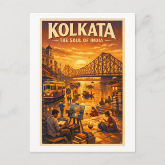 Kolkata, Indien, i en klassisk retro-resa Vykort