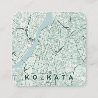 Kolkata Indien Stadskarta & Anpassad Text Fyrkantigt Visitkort