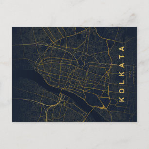 Kolkata Indien Stadskarta Minimal Design Vykort