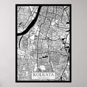 Kolkata Västbengalen Karta Poster