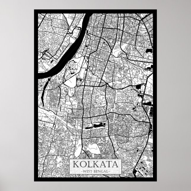 Kolkata Västbengalen Karta Poster (Framsidan)
