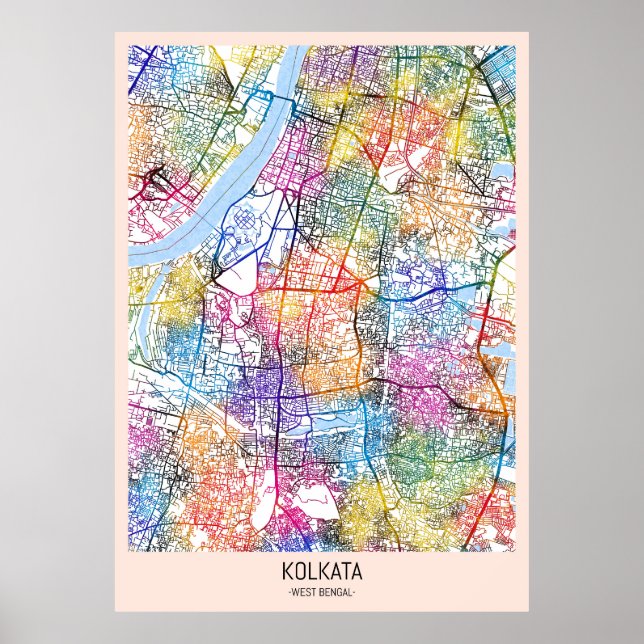 Kolkata Väster Bengal City Karta Poster (Framsidan)