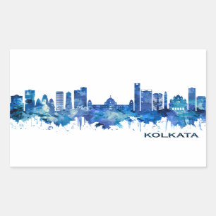 Kolkata Väster Bengal Skyline Blue Rektangulärt Klistermärke