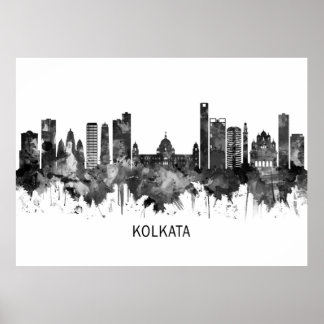 Kolkata Väster Bengal Skyline BW Poster