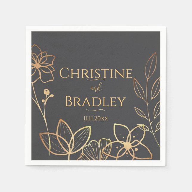 Kolkol och Guld Bröllop Pappersservett (Framsidan)