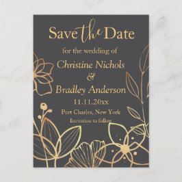 Kolkol och Guld Bröllop spara datum Vykort