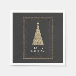 Kolkol och koppar Guld Glitter Julgran Pappersservett