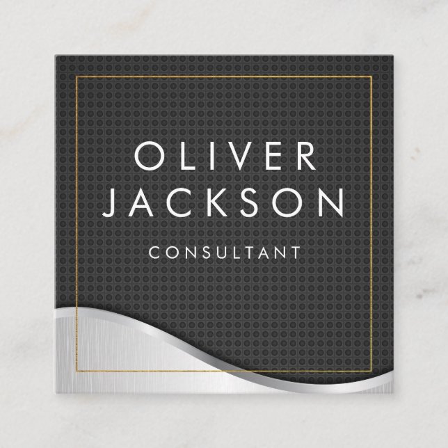 Kolkolfiber guld Gräns Metall Fyrkantigt Visitkort (Framsida)