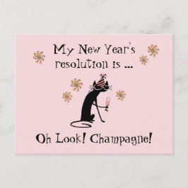 Kolla! Champagne! Nytt års katt Helg Vykort