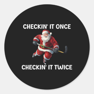 Kolla det en gång kolla det två gånger Santa Hocke Runt Klistermärke