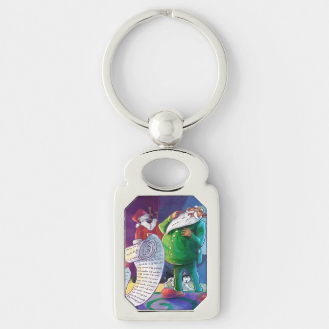 Kolla det två gånger. rektangulärt silverfärgad nyckelring (Framsidan)