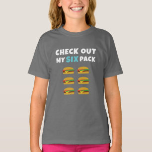 Kolla in mitt sexpaket med burgare. t shirt