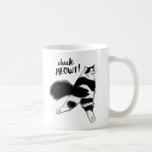 Kolla Meowt! Funny Black and White Cat Sploot Kaffemugg