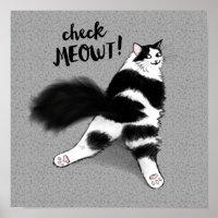 Kolla Meowt! Funny Black and White Cat Sploot
