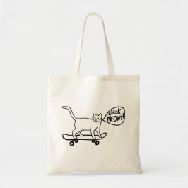 Kolla Meowt Punny Skateboarding Cat Black White Tygkasse