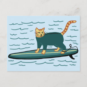 Kolla Meowt! Surfer Tabby katt CUSTOMIZE IT Vykort