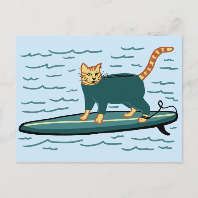 Kolla Meowt! Surfer Tabby katt CUSTOMIZE IT Vykort (Framsida)
