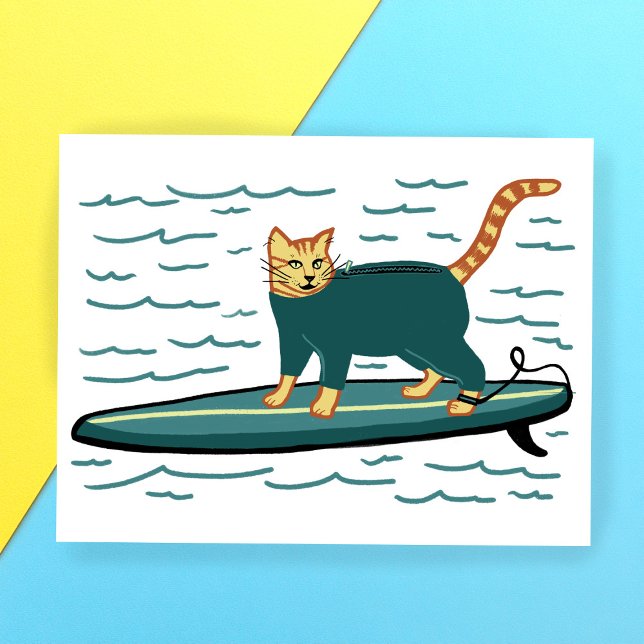 Kolla Meowt! Surfer Tabby katt CUSTOMIZE IT Vykort (Check Meowt! Surfer Tabby Cat CUSTOMIZE IT Postcard
)