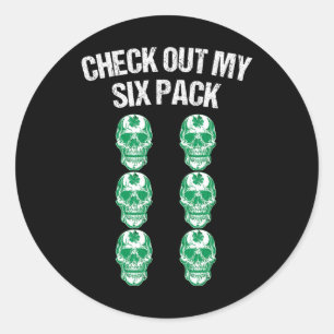 Kolla Min Sexpack St Patricks Day Dödskalle Shamro Runt Klistermärke