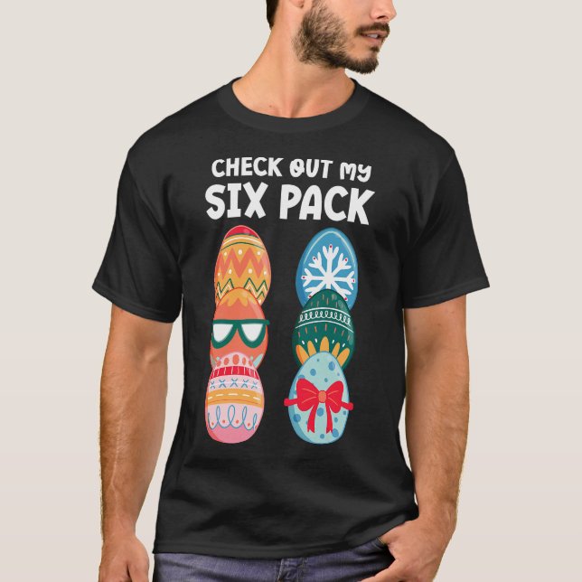 Kolla Min Sexpacka Rolig Påskägg Abs Träning T Shirt (Framsida)