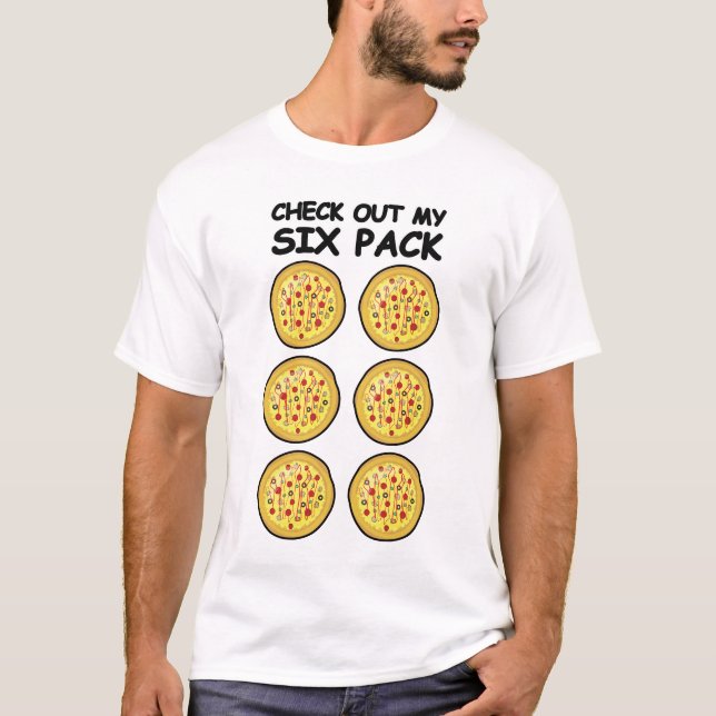 Kolla Min Sexpackning - Pizza T Shirt (Framsida)