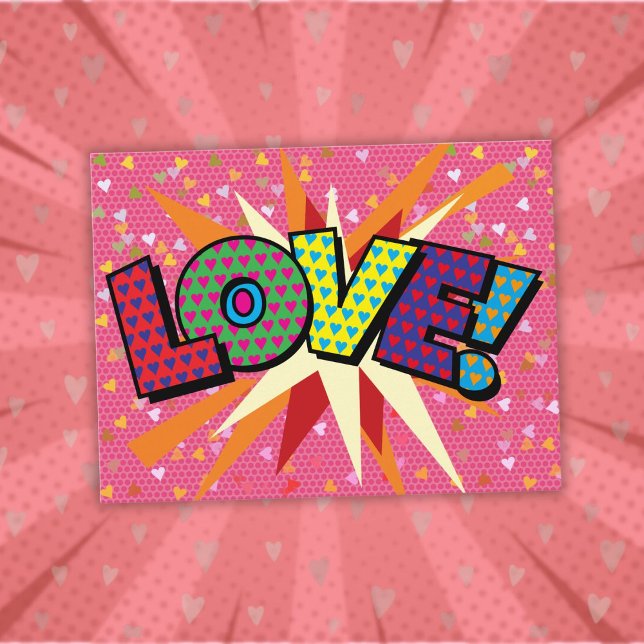 KOLLA rolig retro serietidning popkonst Vykort (LOVE Fun Retro Comic Book Pop Art Postcard)
