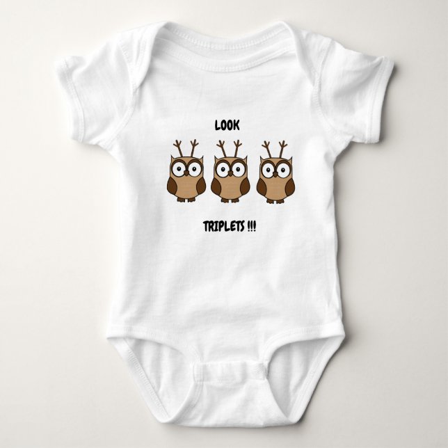 Kolla triplet!! Anpassat namn Reindeer Uggla T Shirt (Framsida)
