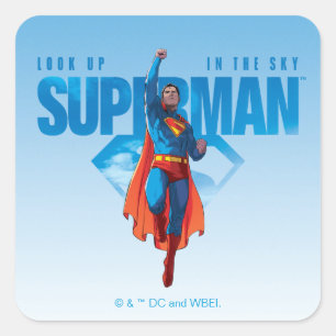 Kolla upp Superman. Fyrkantigt Klistermärke