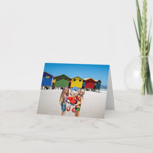 Kolla vem vi tog upp på stranden. kort (Framsida)