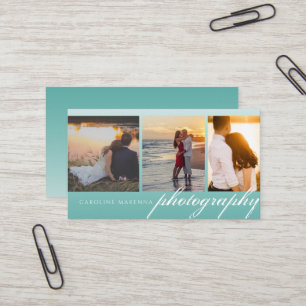 Kollage 3-foto Teal Grön Blå Ombre Fotografi Visitkort
