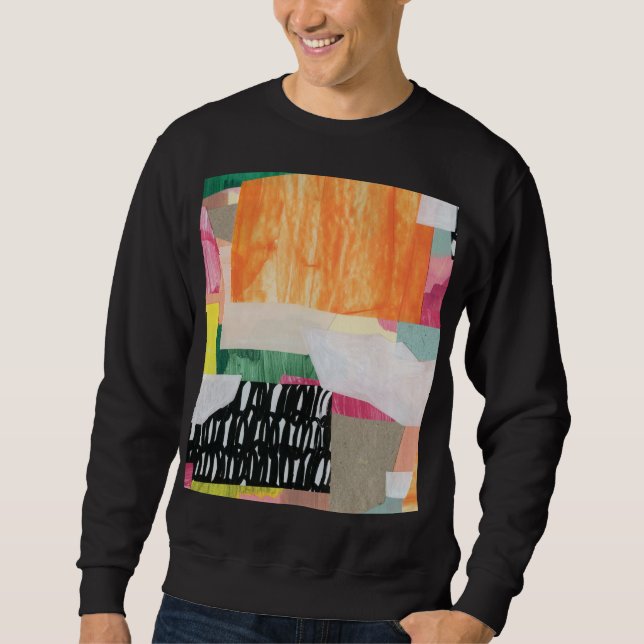 Kollage art, modern färgstark abstrakt. lång ärmad tröja (Framsida)