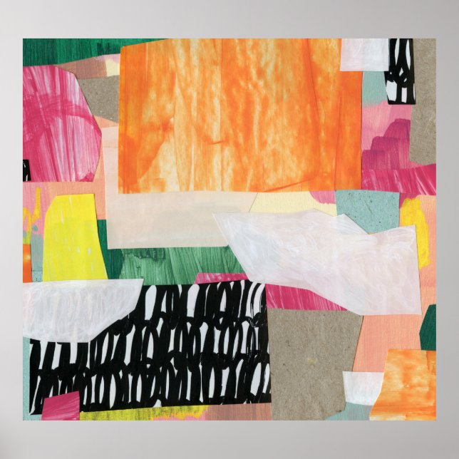 Kollage art, modern färgstark abstrakt. poster (Framsidan)