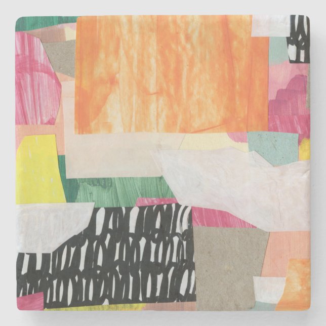 Kollage art, modern färgstark abstrakt. stenunderlägg (Framsidan)