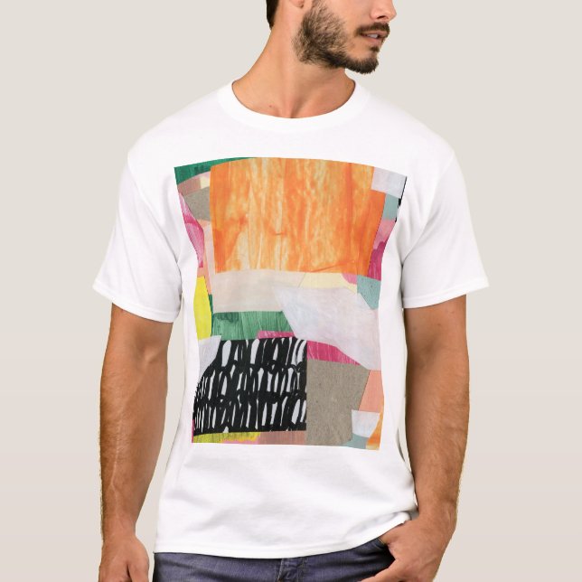 Kollage art, modern färgstark abstrakt. t shirt (Framsida)