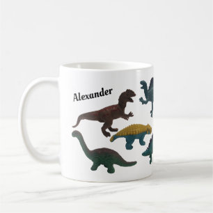 kollage av inosaurier av plast Leksak med Namn Kaffemugg