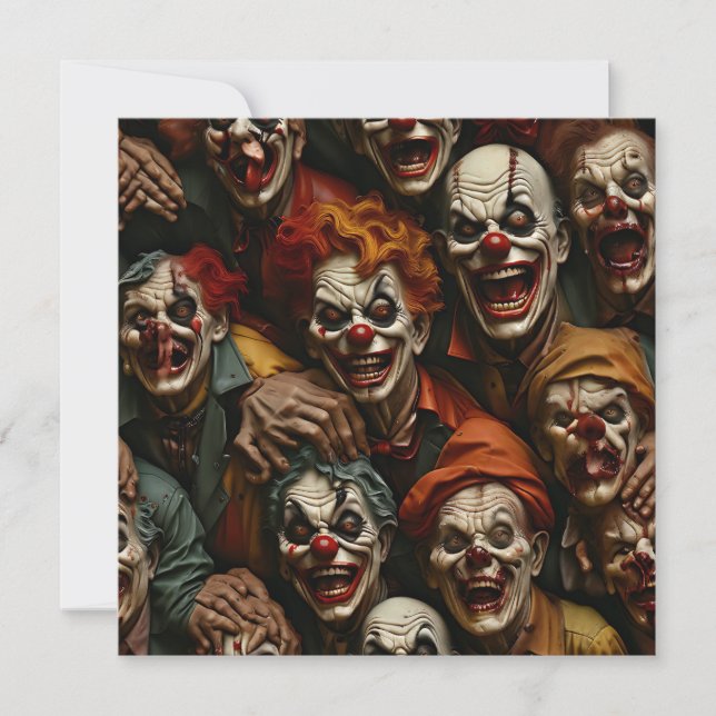 Kollage av läskliga clown-zombies julkort (Framsida)