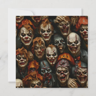 Kollage av läskliga zombieclowner julkort