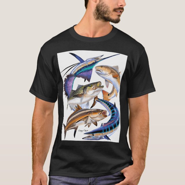 Kollage av sportfiskar t shirt (Framsida)