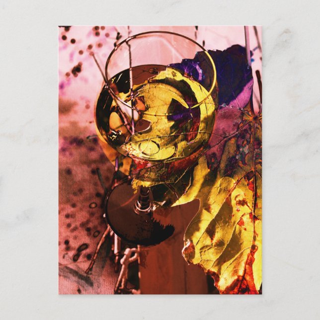 Kollage av vinglas och vinblad vykort (Framsida)