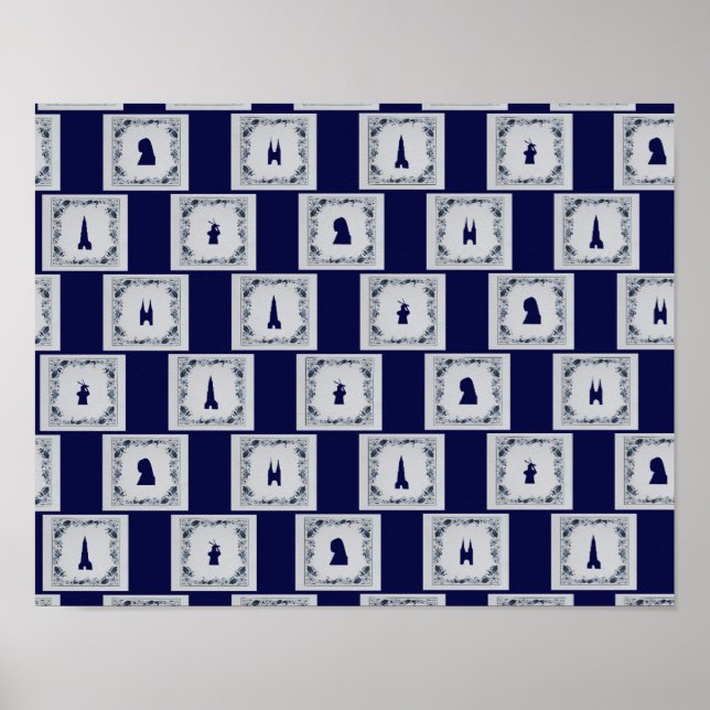 Kollage Delft blå plattor Poster (Framsidan)