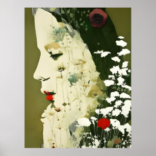 Kollage för kvinnor och blommor poster