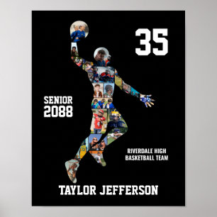 Kollage för seniorbasketspelare poster